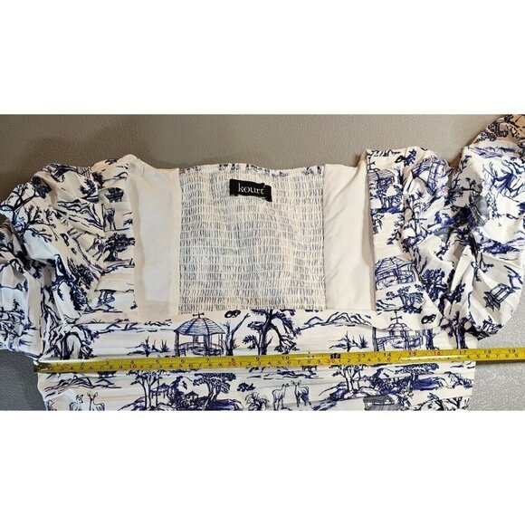 Kourt Womens XL Square Neck Long Sleeve Scrunch Printed Crop Top - Picture 10 of 13